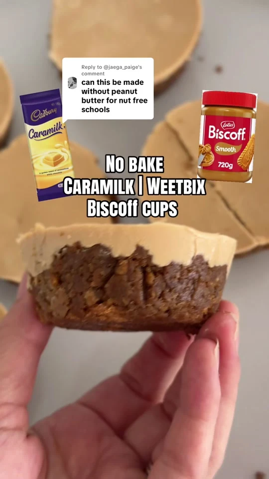 Claire’s no-bake Caramilk Biscoff Weetbix cup